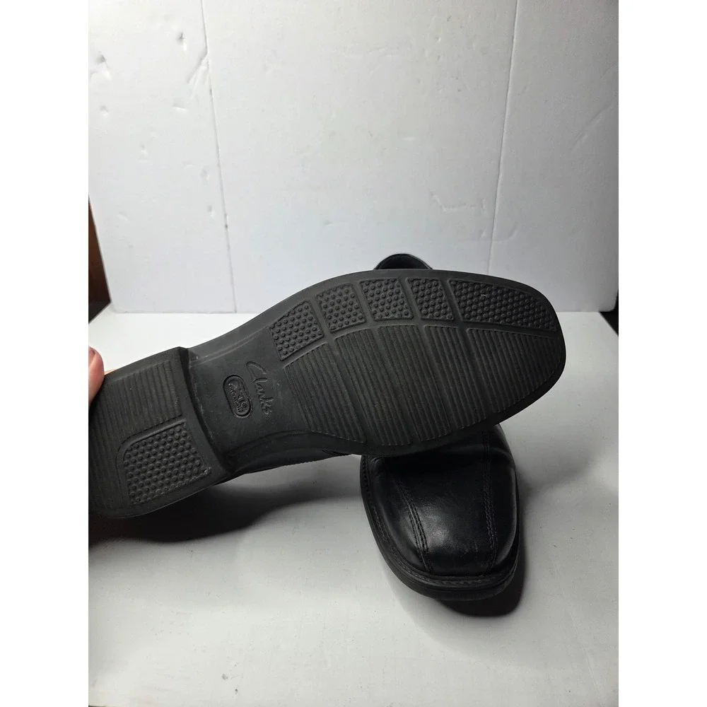 Clarks Mens Black Leather Slip On Loafers Square Toe XL Extralight Shoes 5292